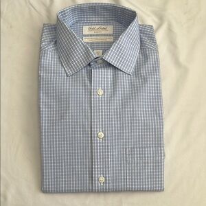 Roundtree & Yorke Blue Dress Shirt Classic Gingham